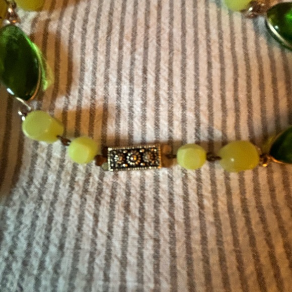 Vintage made in W Germany MCM Elegant Green and Yellow Beaded Necklace - Picture 3 of 10